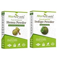 Natural Dye for Black Hair (Henna Leaves Powder, Indigo Leaves Powder Combo Pack) (200 Grams + 200 Grams = 400 Grams Total)