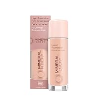 Mineral Fusion Full Coverage Foundation, Liquid Foundation - Cool 2- Light Complexion w/Cool Undertones, Lightweight Matte Finish, Up to 12 Hr Hydration, Hypoallergenic & Vegan, 1 fl. Oz