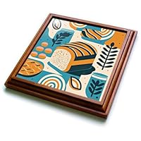 3dRose Geometric forms frame this mid-century bread image - Trivets (trv-383940-1)