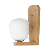 Japanese Style Wall Lamp, Retro Fashion Lighting Fixture Wall Light Solid Wood Simple Wall Sconces, White Glass Lampshade Sconce Lights for Corridor Balcony Aisle Bedroom Bedside