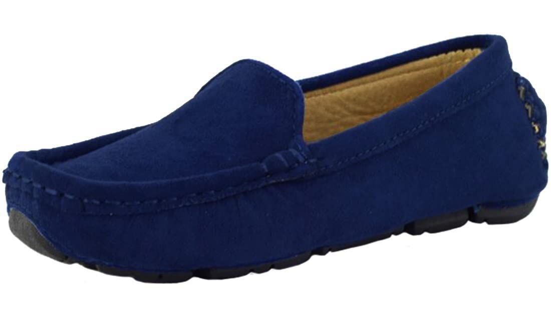 PPXID Girls Boys Suede Leather Slip-on Loafers Casual Boat Shoes Dress Shoes Oxford Flats