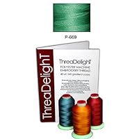 1 Cone of ThreaDeligh Polyester Embroidery Thread - Teal Green Medium P669-1100 Yards - 40wt