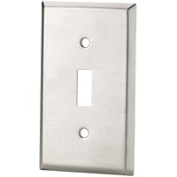 EATON Wiring 93071 Standard Size Stainless Steel 1-Gang Toggle Switch Wallplate, Satin Brush Finish