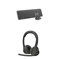 Logitech MK955 Signature Slim Wireless Keyboard and Mouse Combo, Bluetooth, Windows and Mac - Graphite + Zone 301 Wireless Bluetooth Headset, Compatible with Windows, Mac, iPadOS, Android – Graphite