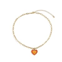 Enamel & Goldtone Heart Pendant Necklace