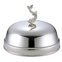 Sanpo Sangyo 02503302 Serving Cutlery, Silver, 11.8 inches (30 cm), Round Plate Cover, with Killer Whale Knob