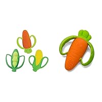Infantino Farmers Market Gift Set - Set of 3 BPA-Free Silicone Veggie Teethers and Lil' Nibbles Carrot Teether for Teething Relief