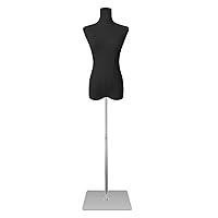 SHAREWIN Mannequin Body Female Mannequin Torso Dress Forms for Sewing High Stability Metal Stand for Clothing Dress Jewelry Display Adjustable Height 50”-70” Thin Body Size 2