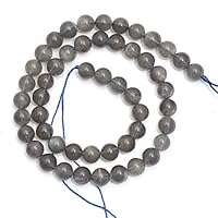 AAA Natural 1 Strand Grey Moonstone Gemstone Beads for Jewelry Making |10 mm Moonstone Round Beads | Moonstone Plain Round Loose Beads |15