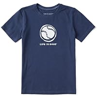 Life is Good Kids Short Sleeve Crusher Baseball Sketch Blue