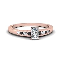 Choose Your Gemstone Diamond CZ Graduated Accent Ring rose gold plated Radiant Shape Petite Engagement Rings Everyday Jewelry Wedding Jewelry Handmade Gifts for Wife US Size 4 to 12
