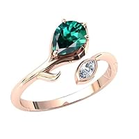 14K Art Deco Twig Emerald Engagement Ring For Women 2.5 CT Vintage Emerald Wedding Ring Rose Gold Emerald Antique Wedding Ring Bridal Anniversary Ring