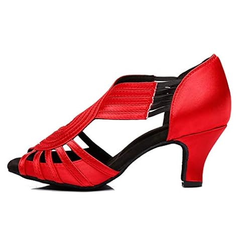 DKZSYIM Women's Satin Latin Dance Shoes Wedding Rhinestone Dance Shoes,Practice Dancing Shoes Model YCL379