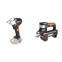 WORX WX272.9 NITRO Brushless Battery Impact Wrench 20 V - 300 Nm & WX092.9 Battery Compressor - 4 in 1: Multifunctional Air Pump