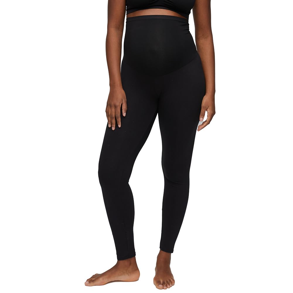 Motherhood Maternity Women's Essential Stretch Secret Fit Over the Belly Leggings Full Length & Crop Length XS-3X 1 & 2 Packs