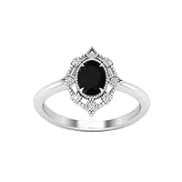 Oval Cut Black Onyx Engagement Ring 3 CT Vintage Black Onyx Wedding Ring for Women Art Deco Engagement Ring Antique Black Onyx Unique Bridal Ring
