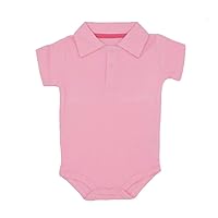 Teach Leanbh Baby Boys Pure Color Cotton Short Long Sleeve Polo Bodysuit 3-24 Months (Pink, 3 Months)
