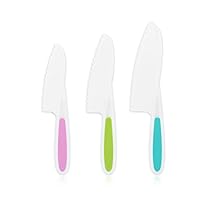 Kids Knife Set 3PC Nylon Kitchen Baking Knife BPA-Free Kids' Knives Firm Grip Serrated Edges Kids Safe Cooking Knives For Real Cooking Cutting Fruit Bread Lettuce