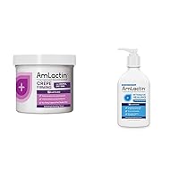 AmLactin Crepe Firming Cream - 12 oz Body Cream with 15% Lactic Acid - Exfoliator and Moisturizer & Intensive Healing Body Lotion for Dry Skin – 14.1 oz Pump Bottle – 2-in-1 Exfoliator