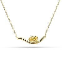 18K Yellow/White/Rose Gold Crescent Bezel Bar Necklace With 0.80 TCW Natural Diamond (Pear Shape, Yellow Color, VS-SI2) Dainty Necklace, Necklaces For Women, Gift For Her, Fine Jewelry For Women