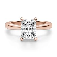 10K Solid Rose Gold Handmade Engagement Ring 1.50 CT Radiant Cut Moissanite Diamond Solitaire Wedding/Bridal Ring for Her/Women Gorgeous Ring