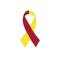 Small Red & Yellow Ribbon Decals for Virus Disease and Hepatitis C Awareness - Use on Your Helmet or Vehicle - Perfect for Support Groups, Events, and Fundraising (1 Decal - Retail)