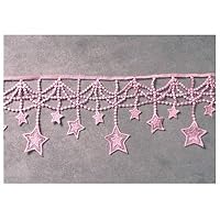 Lace Crafts - Stars Gold Tassels Lace Fringe Lace Trim Ribbon Costume Home Textile Curtains Decor Trims Clothes Sewing Accessories - (Color: Pink)