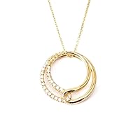 Indi Gold & Diamond Jewelry Stylish Pendant Necklace 0.60Ct Round Cut Created White Diamond For Women's 14K Yellow Gold Finish With Free Chain