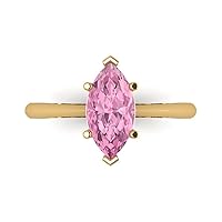 Clara Pucci 1.50 ct Marquise Cut Solitaire Pink Simulated Diamond Engagement Wedding Bridal Promise Anniversary Ring 18K Yellow Gold