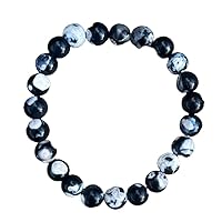 Natural Orca Agate 8mm rondelle smooth 7inch Semi-Precious Gemstones Beaded Bracelets for Men Women Healing Crystal Stretch Beaded Bracelet Unisex