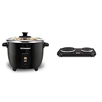 Elite Gourmet 6-Cup Rice Cooker and 1500W Double Burner with 6.5