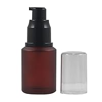 1PCS 30ml 1oz Rose Red Frosted Empty Glass Cosmetic Cream Lotion Pump Bottle With Black Pump Head And Anti-Dust Cap Travel Containers For Beauty Liquid Essential Oil Facial Cream Emulsion