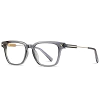 Women Men Reading Glasses Readers Metal + TR90 Square Frames Gray