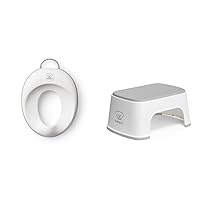 BABYBJORN Toilet Trainer, White/Gray, 1 Count (Pack of 1) & Step Stool, White/Gray