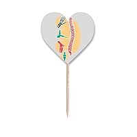 Spinal Skeleton Structure Illustration Toothpick Flags Heart Lable Cupcake Picks