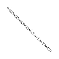 10k White Gold .6 mm Carded Cable Rope Chain Necklace Jewelry Gifts for Women - Length Options: 13 16 18 20 22 24