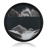 Dynamic Sand Art Picture,3D Moving Sand Landscape Round Glass Moving Sand Picture,S for Stress Relief Wall Mounted Moving Sand Art Picture,Shelf,for Office Home/Grey/44CM/17IN