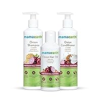 Mama.earth Anti Hair Fall Spa Range Hair Care Set: Onion Shampoo 250 ml + Onion Conditioner 250 ml + Onion Hair Oil 150 ml