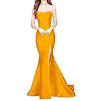 Women's Mermaid High Slit Backless Long Prom Gowns