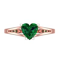 Clara Pucci 1.45ct Heart Cut Solitaire split shank Simulated Green Emerald 4-Prong Classic Statement Ring 14k Rose Gold for Women