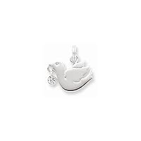 Sterling Silver Synthetic Cz Polished Dove Charm