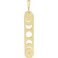 14k Yellow Gold Round Natural Diamond 1mm 0.01 Carat I1 G h Polished .01 Celestial Moon Phases Bar Pendant Necklace Jewelry for Women