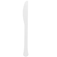 Frosty White Plastic Heavy Weight Knives (50 Count) - Premium Disposable Plastic Cutlery, Perfect for Home Use and All Kinds of Occasions