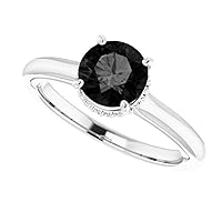 Hidden Halo Engagement Ring Modern 1 CT Round Black Diamond Ring Vintage Antique Black Onyx Ring Art Deco 925 Sterling Silver Wedding Rings Promise Gifts