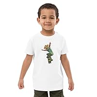 Kids Organic Cotton T-Shirt Skater Tiger, Tiger Shirt, Skater, Skateboard Print, Skating Tiger with Jeans, Animal Print
