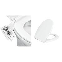 LUXE Bidet NEO 320 Plus – Next-Generation Warm Water Bidet Toilet Seat Attachment with Innovative EZ-Lift Hinges, Dual Nozzles & Luxe TS1008R Round Comfort Fit Toilet Seat with Slow Close