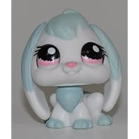 Littlest Pet Shop Rabbit #1144 (Blue, Pink Eyes) (Retired) Collector Toy - LPS Collectible Replacement Single Figure - Loose (OOP Out of Package & Print)