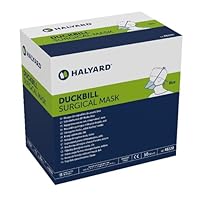 HALYARD Disposable Duckbill Mask, 3 Layer Construction, Pouch Style w/Ties, Blue, 48220 (Box of 50)