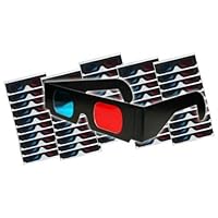 3D Glasses Pro-Ana(TM) Red and Cyan Anaglyph Cardboard BLACK Frame - Internet, YouTube, Movies, Print - FOLDED & SLEEVED