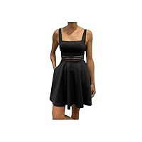Womens Square-Neck Fit & Flare Dress
